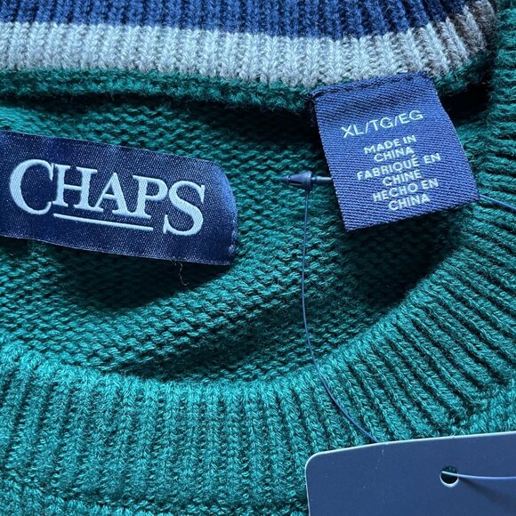 Mens Chaps Crewneck Pullover Sweater Grean XL u New With Tags - Picture 11 of 13